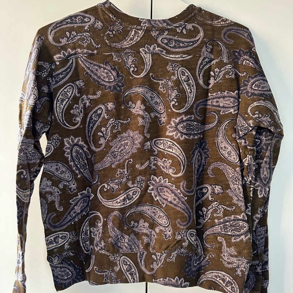 LOFT Paisley Print Sweatshirt Size Small Brown Long Sleeve Top